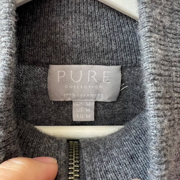 Pure Collection Men’s Cashmere Zip Neck Sweater – Charcoal Grey – Size M P1 - Picture 6 of 9